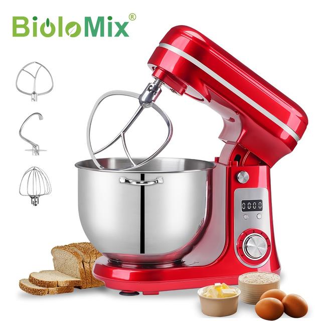 TEMU Robot de Cuisine BioloMix, Mixeur, Moteur Silencieux, Fouet à Crème et Œufs, Pétrin à Pâte, 6 Vitesses