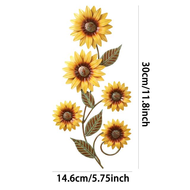 TEMU 1 Stück (2D) Sonnenblumen-Wanddekoration für draußen, farbenfrohe korrosionsbeständige Schmiedeeisen-Silhouetten-Deko geeignet zur Wand-Zaun-, Garten- Hinterhofverschönerung