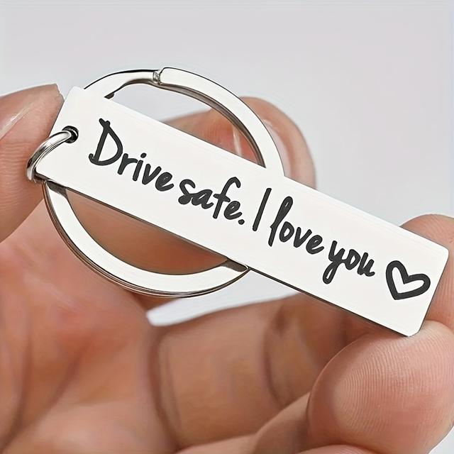 TEMU A Men's Stainless Steel Keychain Drive Safe I Love You Keychain, Suitable For Daily Use