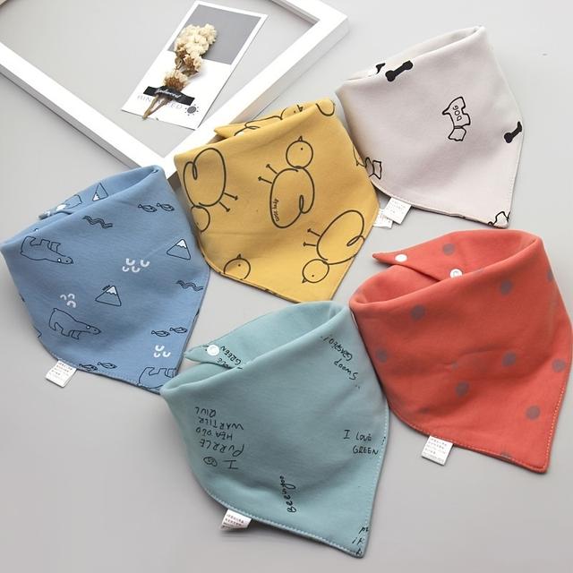 TEMU 5-strip Pack Baby Bibs Infant Triangle Scarf Pure Double Layer Snap Newborn Bibs Scarf Spring Autumn