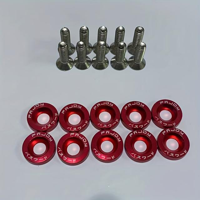 TEMU 20pcs (10 Sets) Aluminum M6 X 20 Car Styling Modification Fender Washer License Plate Bolts Car Decoration 8 Colors