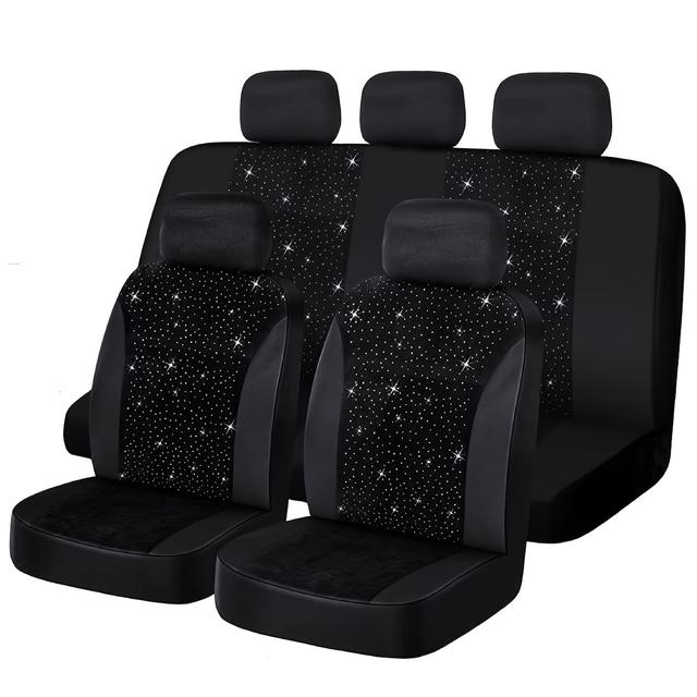 TEMU Black Diamond Seat Covers For A 5-seater, 9pcs Set