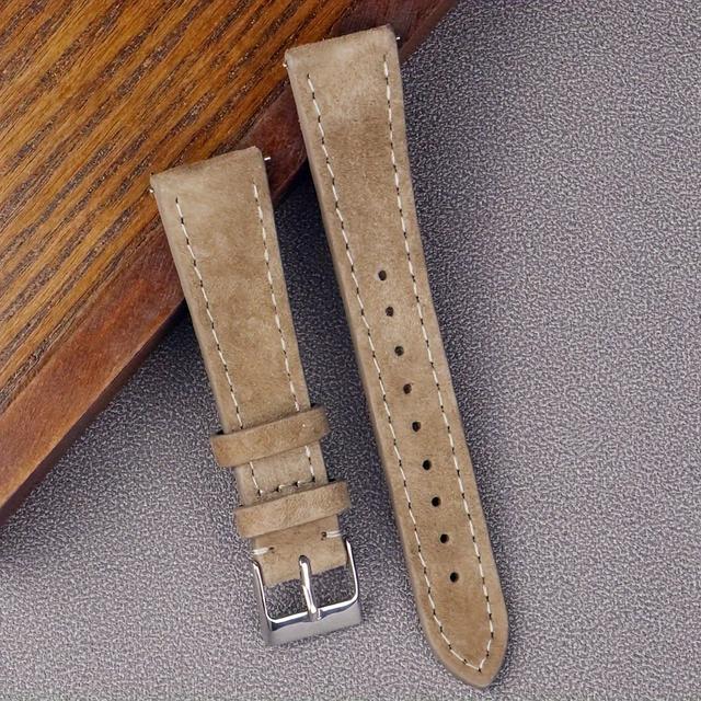 TEMU Premium Leather Suede Watch Strap 18mm 20mm 22mm Watchband Gray Blue Brown Watch Bands Quick Release Wristband Belt Accessories For Men