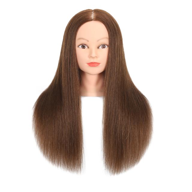 TEMU Echtes Haar Mannequin Kopf mit menschlichem Haar Friseur Kosmetik Mannequin Manikin Trainingsübung Styling Puppenkopf mit kostenfreier Klemmhalterung