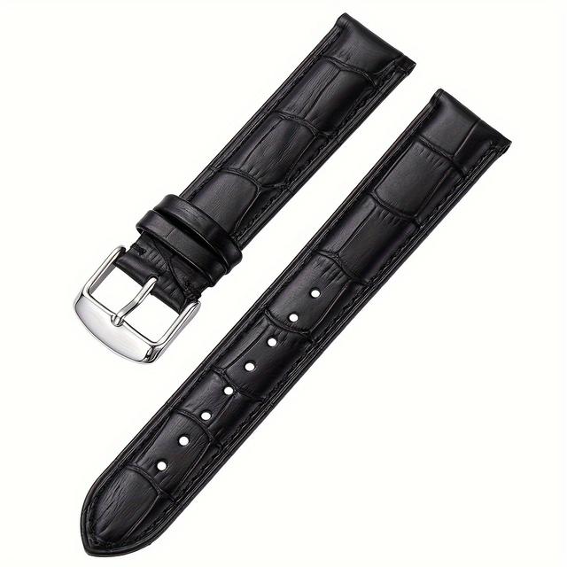 TEMU Feizlindao Genuine Calfskin Watch Band - Quick Release Crocodile Pattern Strap, Elegant Unisex Design For , 12mm/14mm/16mm/18mm/20mm/22mm/24mm, Christmas, Valentine's Day, Campus