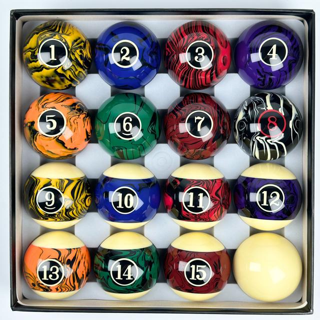 TEMU 16pcs Marbled Billiard Ball - Regular Size 2.25 Inch, Pool Table Balls