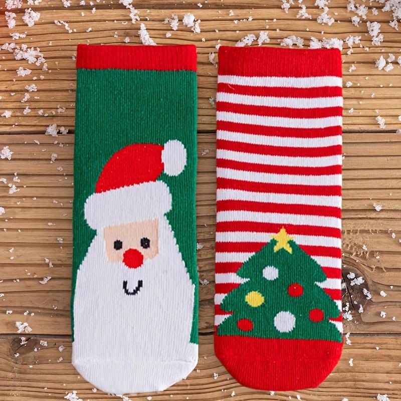 TEMU 2-pack/5-pack Boys' And Girls' Children's Socks, Christmas Style, Comfortable, Breathable, And Socks, Socks