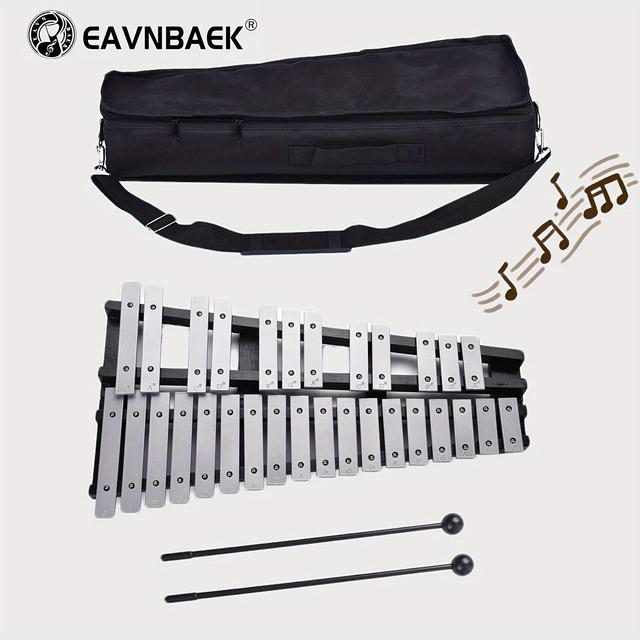 TEMU Eavnbaek Xilófono Plegable de 30 Notas con Base de Madera, Teclas de Aluminio y Bolsa de Transporte - 2 Mazos para Principiantes y Profesionales