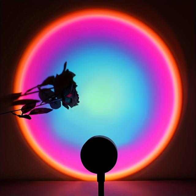 TEMU Sunset Lamp With Rainbow-colored Led Projection, -degree Rotating Sunset Light, Usb Ambiance Lamp, Romantic Bedside Lamp For Bedroom, Photography, Computer, And Home Decoration