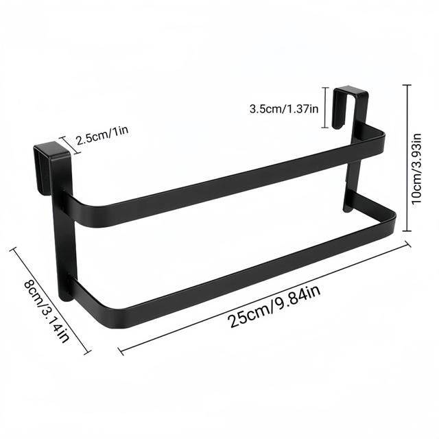 TEMU 1pc/2pcs Kitchen Cabinet Towel Rack, Double Kitchen Towel Rack, Cabinet Door Towel Rail, Bathroom Double Towel Rail Rack, Can Hold Hand Towels/dish Towels And Towels, Shower Door Hanger