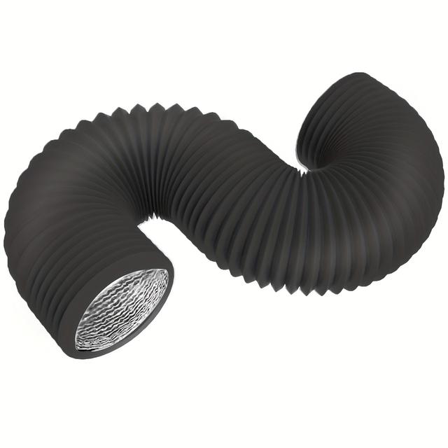 TEMU 1 st 3-tums 8ft ventilslang, flexibel isolerad luftkanal, fyrskikts PVC-aluminiumfolie med 2 klämmor för uppvärmning, kylning, ventilation och avgas (svart)