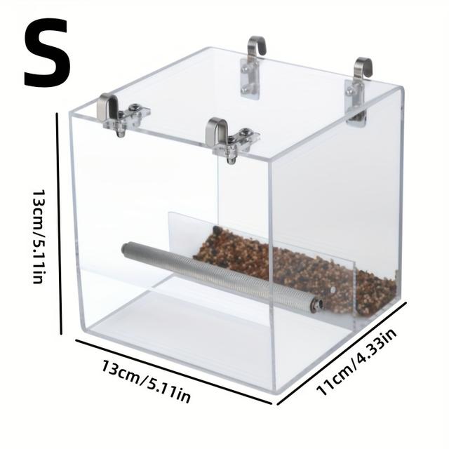 TEMU 1pc Automatic Bird Feeder, Acrylic Transparent Feeding Box For Birdcage, Bird Feeding Basin For Small Medium Parrot Food Cup