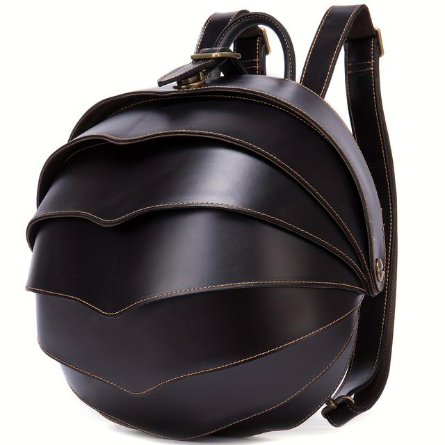 TEMU Sac à Dos Rond en Cuir WESTAL, Cuir de de Première Couche, Anti-Vol avec Plusieurs Compartiments, Grande pour l'École, & les Déplacements Quotidiens, Noir