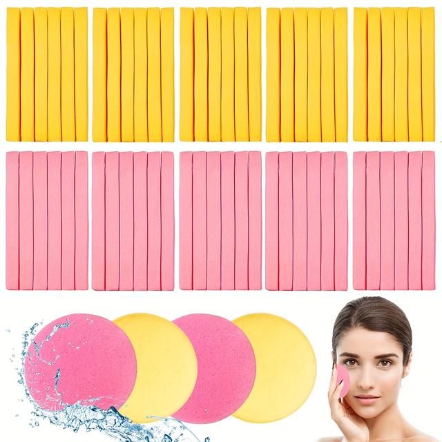 TEMU Lot de 120 éponges compressées pour visage pour , éponge nettoyante et démaquillante, tampon exfoliant pour spa, éponge ronde