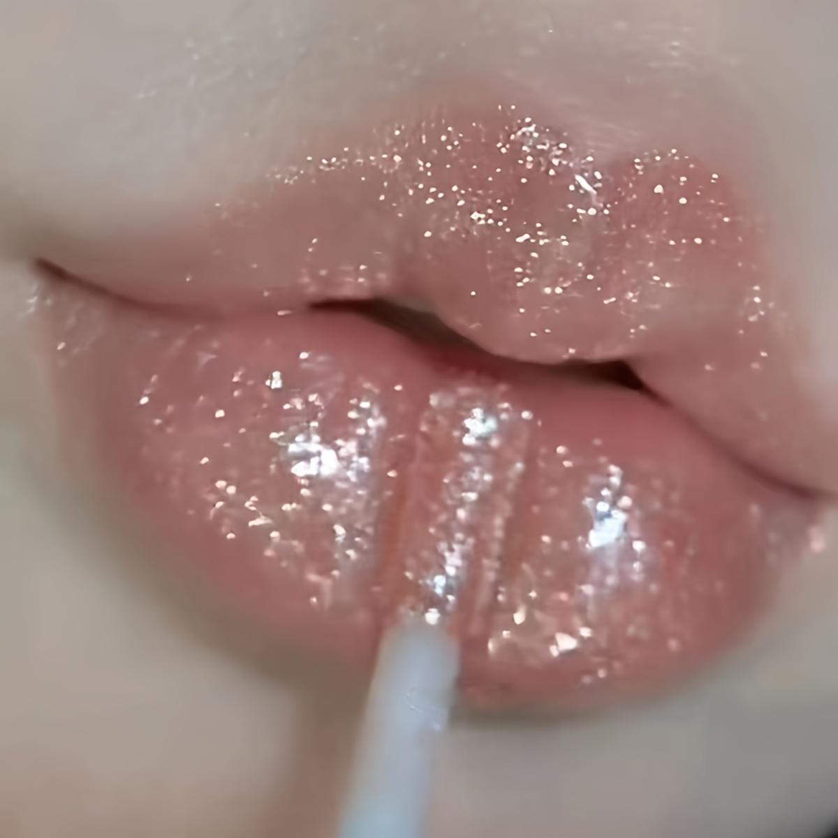 TEMU Glitter Lip Gloss, Layering Lipstick And Lip Gloss Shimmer Looks , Moisturizing And Hydrating Tinted Gel, Anti-chapping Tinted Lip Balm For Autumn And Winter