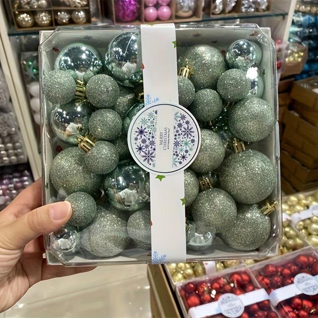 TEMU Neues Weihnachtsornament-Set mit 44 bunten Bällen zur Dekoration des Weihnachtsbaums, verpackt in einer farbenfrohen Box
