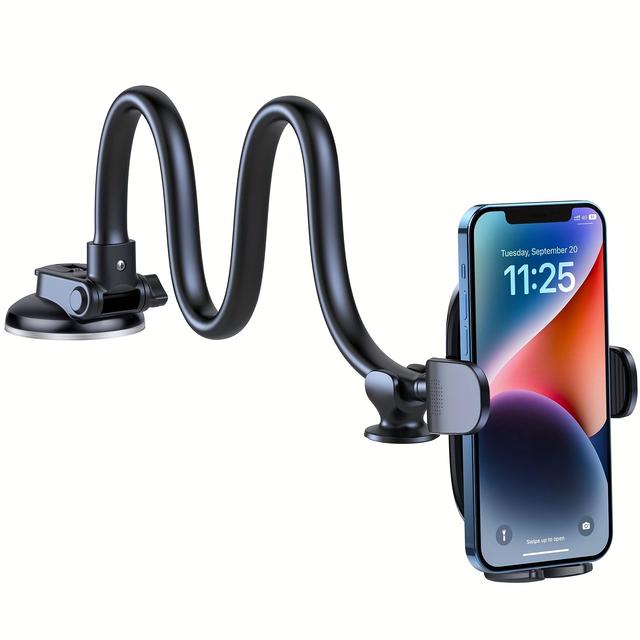 TEMU Solid Car Truck Phone Mount Holder With Gooseneck Long Arm, Mobile Holders W/industrial-strength Suction Cup, Anti-shake