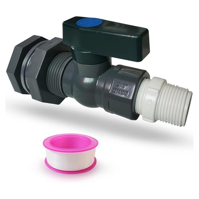 TEMU 1/2 Zoll Regenfass-Umlenkkit, 3/4 Zoll PVC Garten-Wasserfass--Kit mit Schottverschraubung, Schlauchanschlussadapter und Gewindedichtungsband für Wassertanks, Aquarien, Wannen, Pools, Gartenfässer