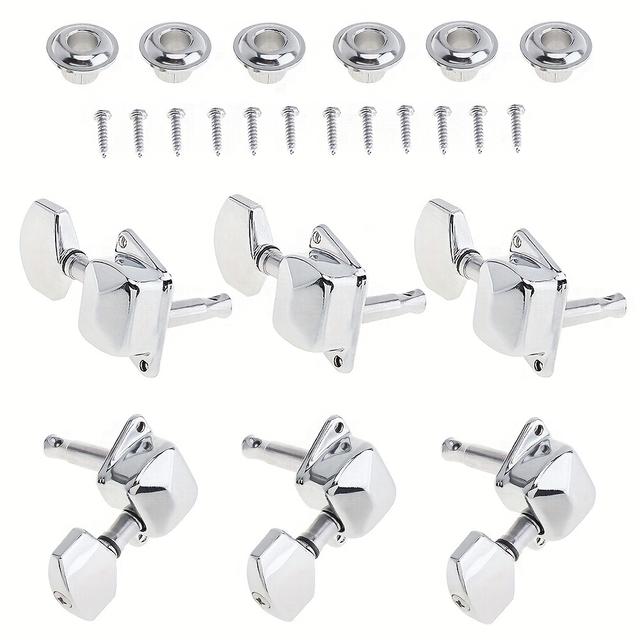 TEMU 6 Guitar Tuning Pegs 3r+3l Semi-closed Machine Heads Tuner For Folk Guitar