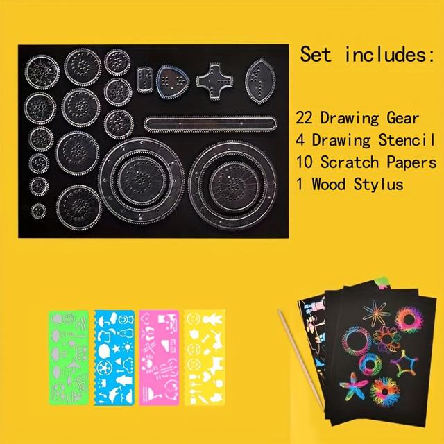 TEMU 28pcs Diy Kaleidoscope Painting Kit - Colorful Scratch Art Set With Black Paper, Fun & Educational Crafting For Journals & Drawing, Winter, New Year