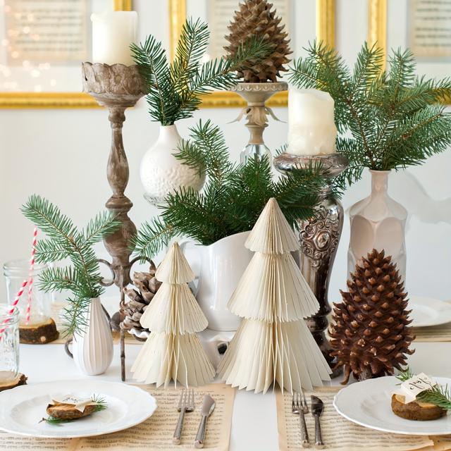 TEMU 2pcs Small Paper Christmas Tree Decorations, Tabletop Ornaments, 8 Inches And 6 Inches, Honeycomb Christmas Trees, Foldable Christmas Trees.