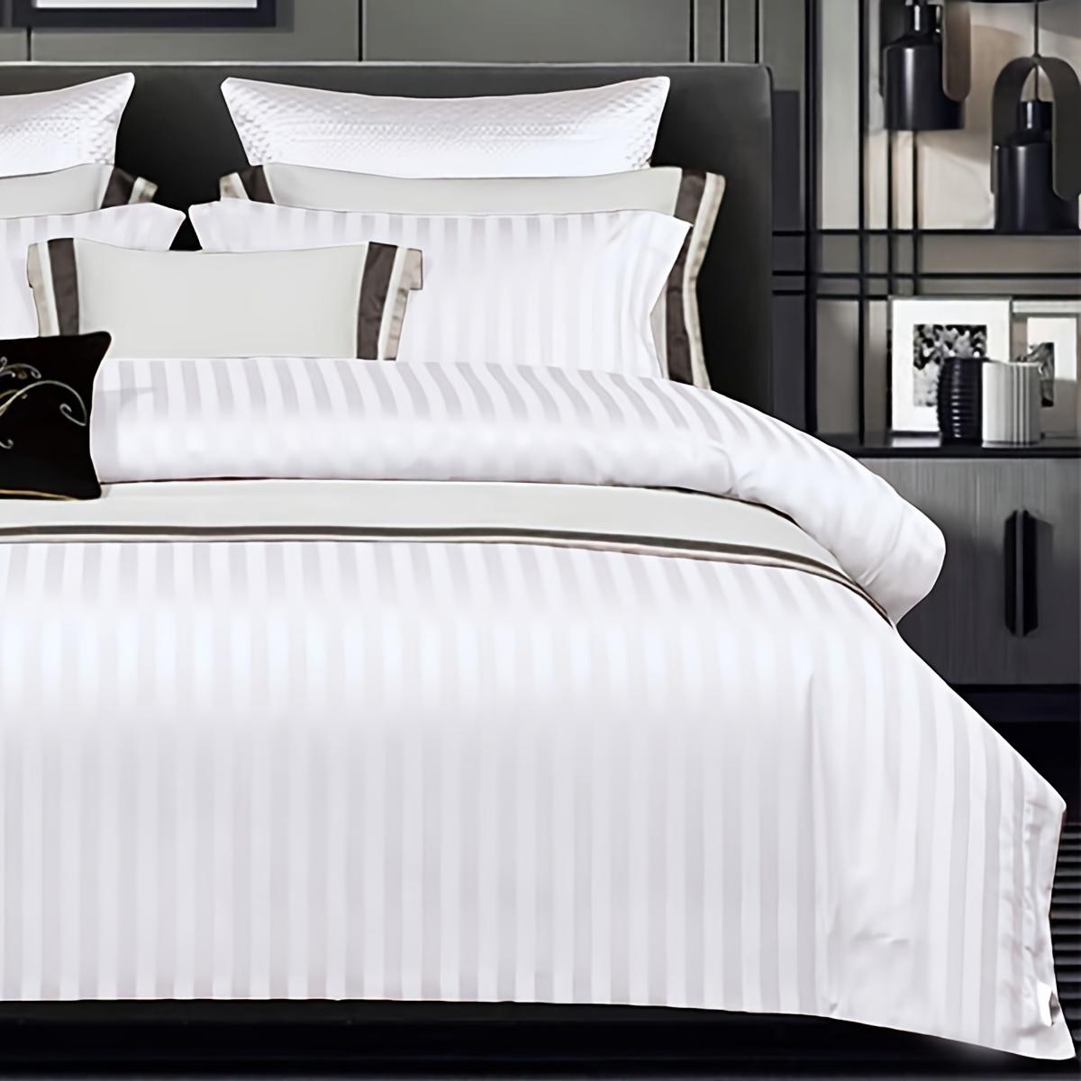 TEMU 3pcs Luxury Duvet Cover Set (1 X Duvet Cover And 2 X Pillowcases, Without Core), White Satin Print Bedding, Soft Comfortable Duvet Cover, For Bedroom,