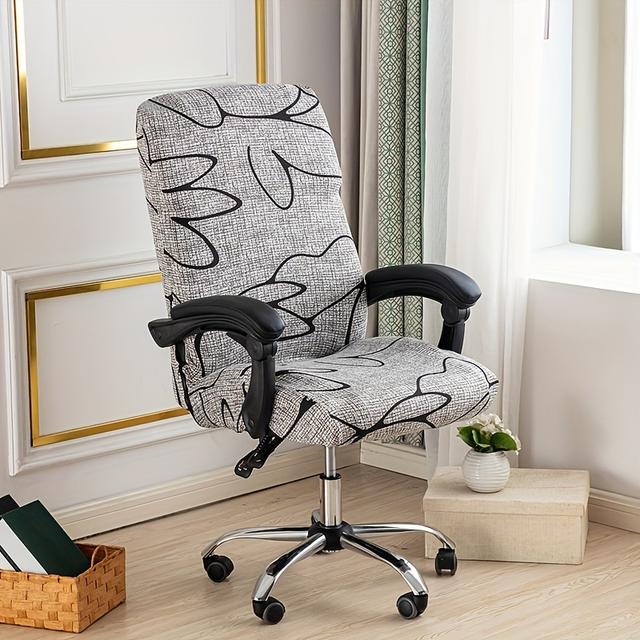 TEMU 1pc Printed Zippered One-piece Office Chair Cover [thickened 160g Square Gram Weight Printed Fabric]