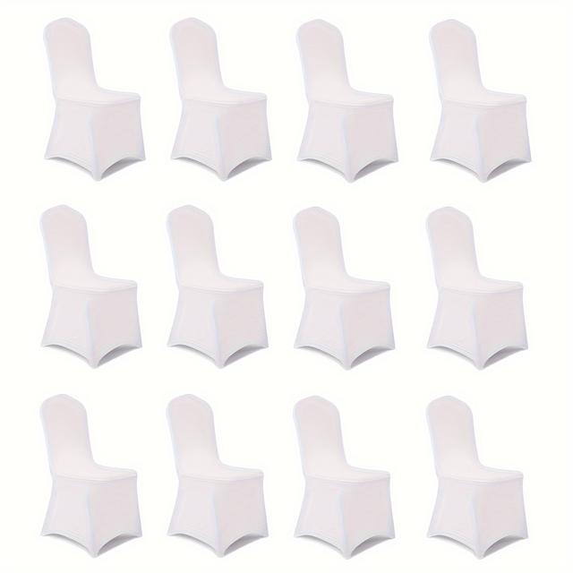 TEMU 6/12pcs Washable Spandex Chair Slipcover Universal Stretch Elastic Chair Cover Style Milk Dining Chair Covers For Weddings, Dining Room, Office, Banquet, And Home Decor