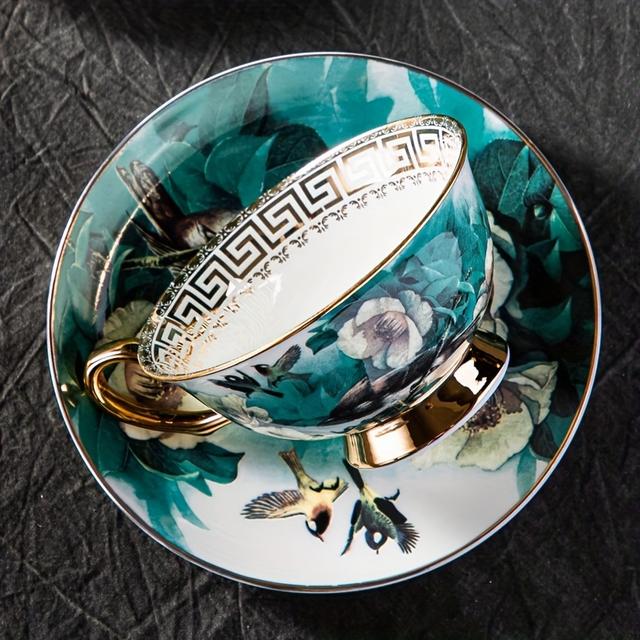 TEMU 1 Set Ceramic Tea Cup And Saucer Sets, Chinese Vintage Coffee Mug Cups With , 7.4oz/220ml Vintage Latte Cup Saucer Morning Teacup For Afternoon Tea, Valentine's Day/mother's Day Gift