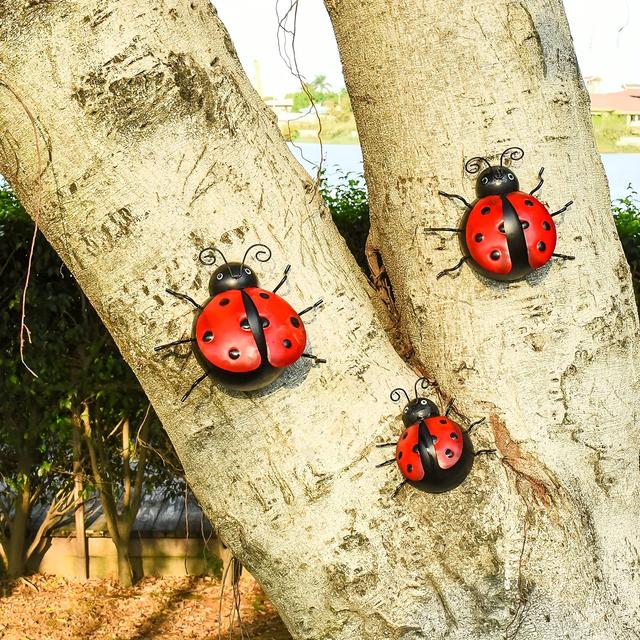 TEMU Metal Ladybug Wall Art Decor, Cute Ladybugs Wall Sculpture Indoor Outdoor Decorative,red Ladybirds Hanging For Garden Backyard Porch Home Patio Lawn Fence Decorations,creative Holiday Decorations