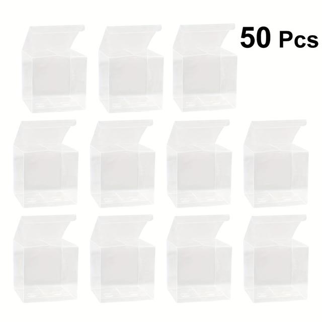 TEMU 50pcs 1.96*1.96inch Transparent Pvc Gift Box Candle Packaging Party Supplies Gift Box, Christmas, Halloween