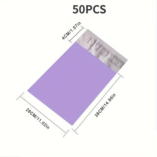 TEMU 50-pack Purple Pe Courier Mailer Bags - Self-seal Poly Envelope Packaging For Shipping