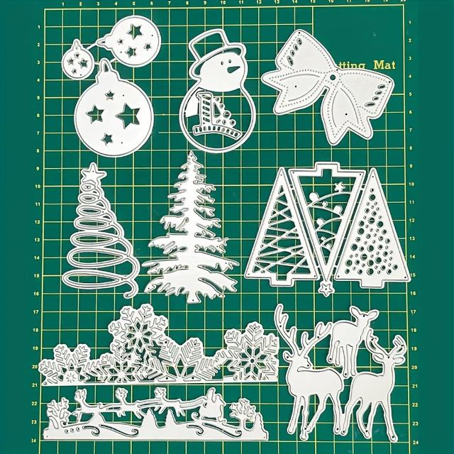 TEMU 9-teiliges Set Weihnachts-Metallstanzformen für Kartenherstellung, Christbaum-Stanzen, Schneemann-Prägestempel, Schneeflocken-Kanten-Schablonen, Scrapbooking-Papier-Bastelbedarf