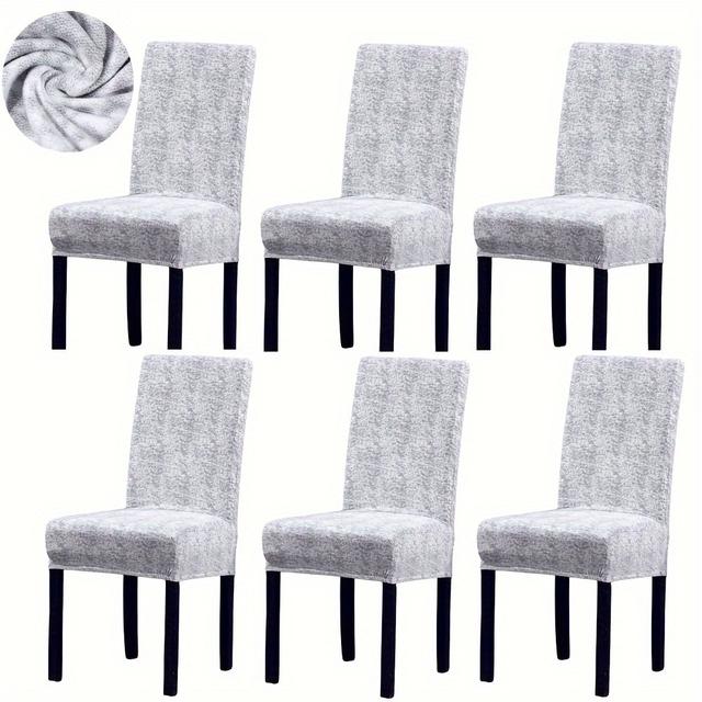 TEMU 4/6-teilige elastische Esszimmerstuhl-Schonbezüge rutschfester modischer Esszimmerstuhlbezug, Stuhlschutzbezug für , Hotel, Restaurant , Wohnzimmerdeko