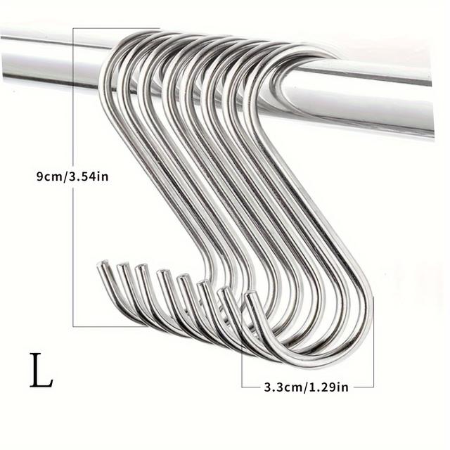 TEMU Set Of 10 Stainless Steel Multi-functional For Hanging Clothes, Kitchen And Bathroom Storage Tools.