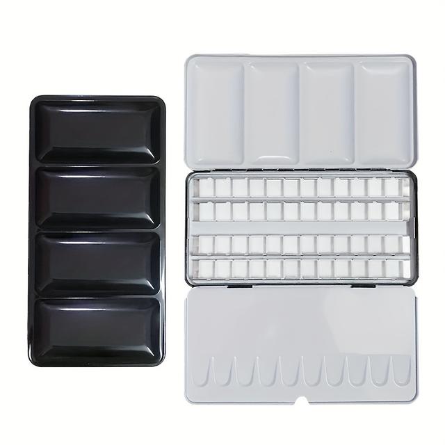 TEMU Caixa de Tintas Compatível com 48 Cores - Paleta de Metal Resistente com Bandejas Completas e Meias, Paleta de Cores para e Guache - Profissional para Artistas
