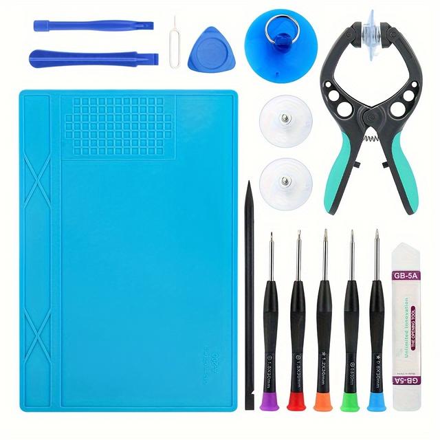 TEMU 14-in-1 Schraubendreher, Arbeitsunterlage, Handy-Reparatur-Werkzeugset, geeignet für iPhone, Samsung, Xiaomi, Huawei usw