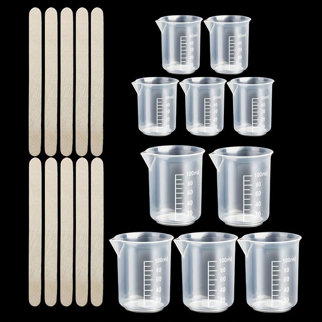 TEMU 5/20pcs Epoxy Resin Casting Tools Kit, Including Stirring Rod And Plastic Measuring Cup, Diy Resin Kit For Beginners