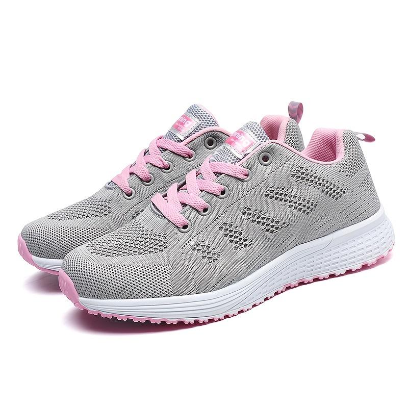 TEMU Women's Breathable Mesh Platform Sneakers, Casual Lace-up Outdoor Shoes, Lightweight Low-top Running Shoes
