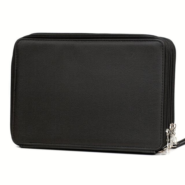 TEMU Luxus 200-rekeszes színes ceruza szervező - Nagy fekete műbőr tok eltávolítható fogantyúval művészeknek, akvarell tollakhoz és napi irodai kellékekhez