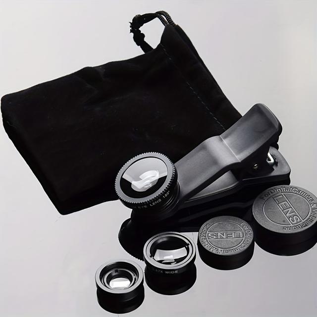 TEMU 1pc 3-in-1 Mobile Fisheye Wide-angle And Macro Camera Lens, Universal For Smartphones