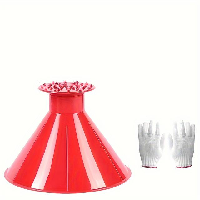 TEMU 3pcs Car Window Windshield Scraper, Oil Funnel And Snow Shovel Tool Set - Winter Auto Accessories