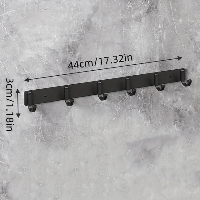 TEMU 1pc Wall-mounted Row Hook, Aluminum Wall Hanger Hook, Bathroom Towel Rack, Wall-mounted Storage Hook Rack, For Clothes, Coat Bags, Keys Sundries And More