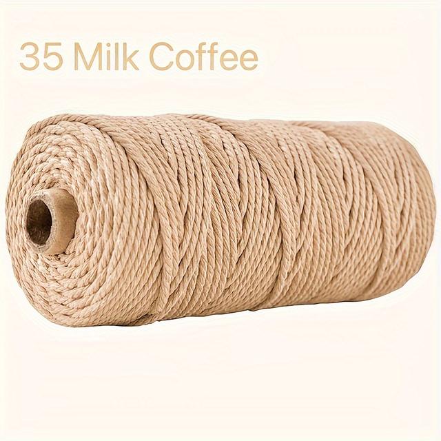 TEMU 1roll 3mm 109yards Cotton Cord 100%cotton For Macrame Knitting Diy Handcraft Fiber Art Sewing Knotting Supplies Bohemian Home Decoration