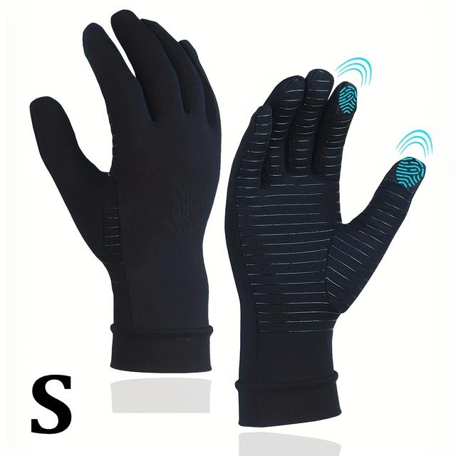 TEMU 1pair Touch Screen Copper Fiber Gloves For Daily Use, , Warm, Typing, Outdoor - Non-slip Full-finger Sports Gloves For - Palm Grips Hands Support - Idea For Typing And Everyday Activities