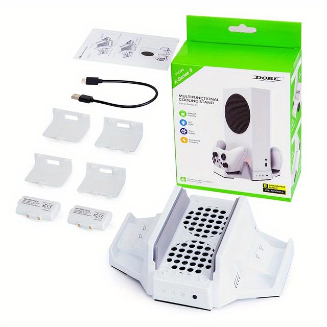 TEMU Stojak chłodzący z podświetleniem LED do , z dwoma wentylatorami chłodzącymi i stacją ładującą do kontrolerów gamepad