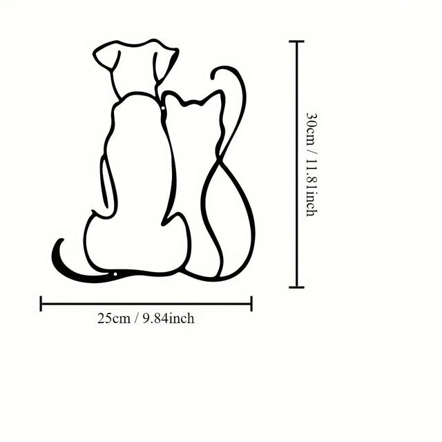 TEMU 1pc, Metal Sign Decor, Cat And Dog Metal Wall Art Pendant, Wall Hanging Decor, Creative Hollow Silhouette Art, Interior Home Decoration, Garden Hanging Picture, Metal Crafts, Holiday Gifts