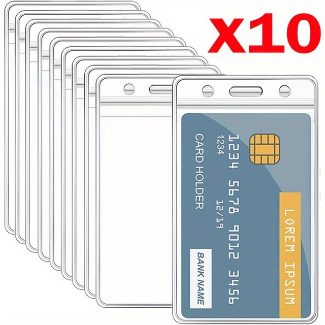 TEMU 10pcs Waterproof Holder Plastic Protector Case Bank Credit Card Protector Id Card Badge Holders