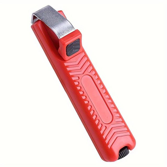 TEMU Goxawee Cable Stripping Tool, Adjustable Cutting Depth Hard Cable Jacket Strippers, Red Mini Knife Wire Stripper Cutter Plier Crimping Tool