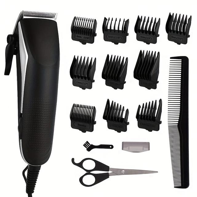 TEMU Hair Clippers For Men, Electric Hair Trimmer Clipper Home Haircut & Grooming Kit With 10 Guide Combs 1 Scissor 1 Comb